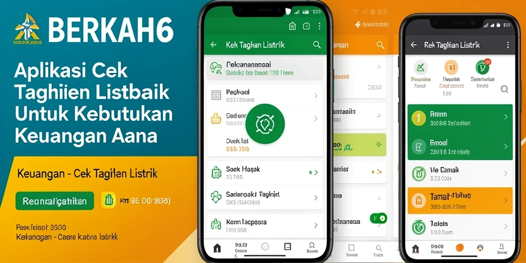 Antarmuka aplikasi BERKAH6 untuk cek tagihan listrik.