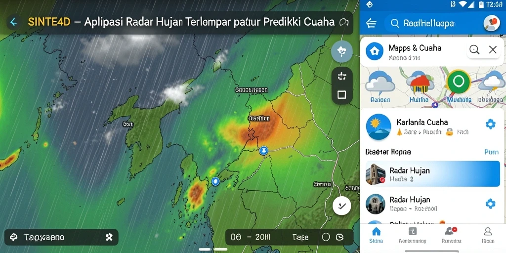Tampilan antarmuka SINTE4D menampilkan informasi radar hujan yang jelas dan interaktif.